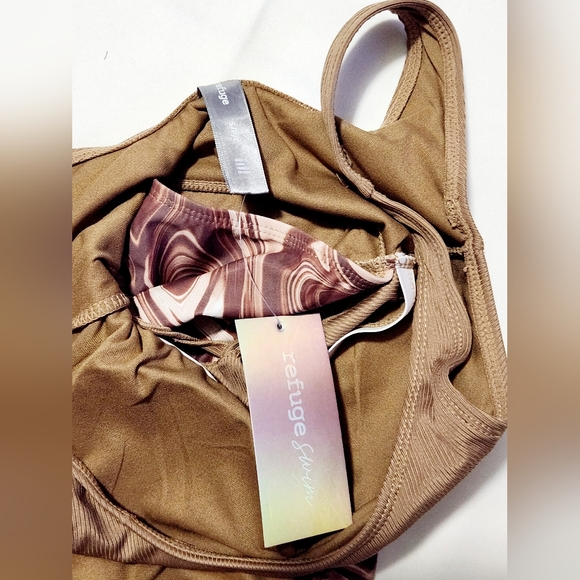 Refuge Size Small Women's One Piece Animal Print Cut Out High Waist - Picture 5 of 9